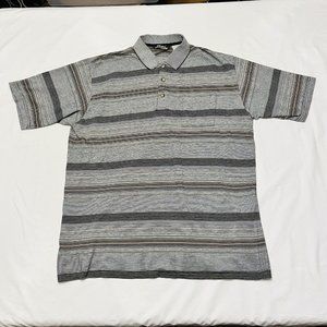 LD Sport Collection Men's Golf Polo Shirt Gray Striped Size XL Short Sleeve 